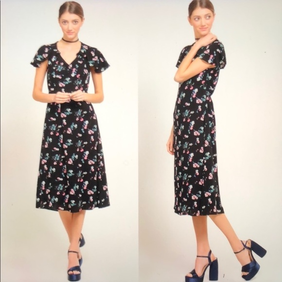 black short sleeve floral print dress - Picture 4 of 6